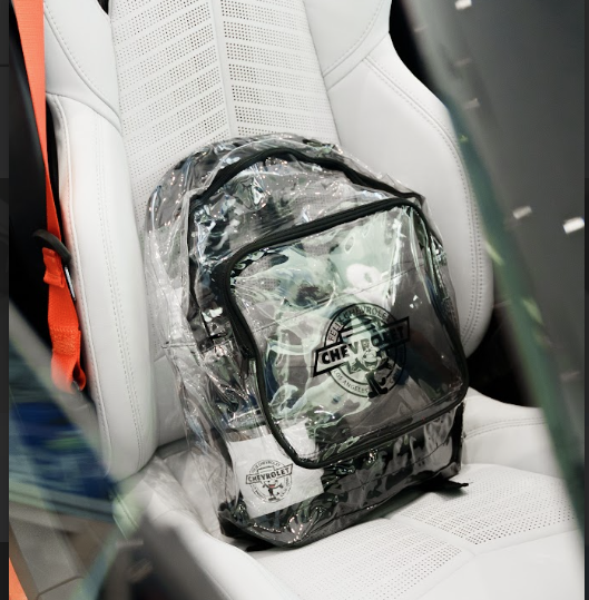 Felix Chevrolet stadium clear backpack with transparent PVC body