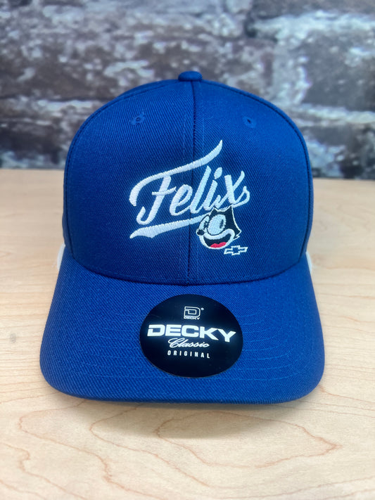 Felix Blue Collar trucker hat in royal blue with embroidered Felix script logo