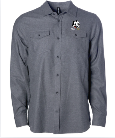 Felix Heritage Button Up shirt in gunmetal grey with embroidered Felix chest logo