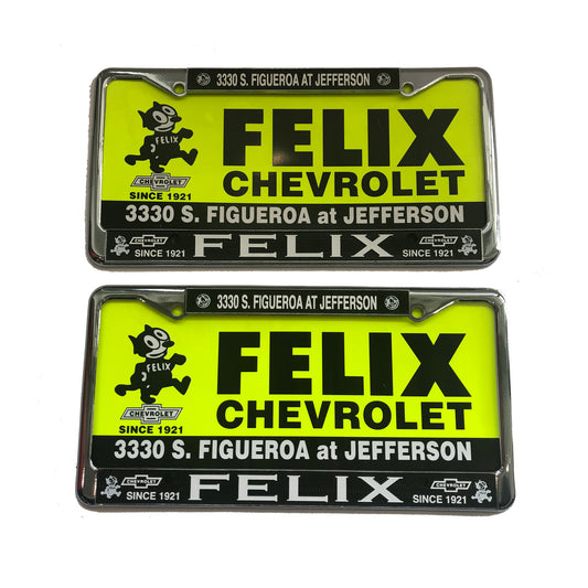 2 Metal Chrome License Plate Frames and 2 Vintage Plastic Inserts